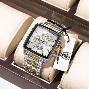 POEDAGAR Top Luxury Business Male Wristwatch Waterproof Luminous Stainless Steel Men Watch Chronograph Date Men's Quartz Watches