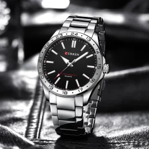 CURREN 8452 Luxury Silver Simple Business Men's Watch Quartz Simulated Stainless Steel Bracelet Night Light Watch reloj hombre