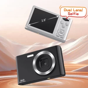 64MP Digital Camera For Photography Front Rear Dual Lens Selfie Camera Auto Focus 18X Auto Focus 4K Video Record Vlog Camcorder