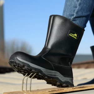 Male Anti scalding Welding boots Waterproof Mid-calf Boots Safety Shoes Work Leather Boots Puncture-Proof Protective Boots Men