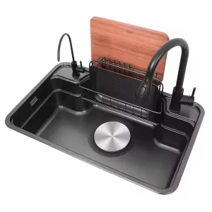 Modern Rectangular Handmade Kitchen Sink Single Bowl 304 Stainless Steel Counter Mounted Nano Surface Popular Double Basin