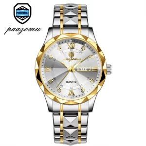 PAAZOMU Luxury Men Quartz Watch Waterproof Date Week Luminous Wristwatch Stainless Steel Men's Watches Male Clock Sports Reloj