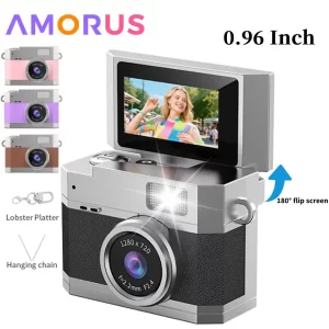 Mini Digital Camera 0.96 Inch Flip Screen Mini Keychain Camera Pocket Camcorder CCD for Kids Adults Gift for Birthdays New Year