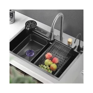 Feiyu Waterfall Sink Large Single Bowl 304 Stainless Steel Kitchen Sink 5mm Thickened Home Nano Collection Smart Kitchen Sink