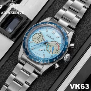 ADDIESDVIE AD2539 Quartz Watch Men Chronograph Watch VK63 316L Stainless Steel 10Bar Waterproof Steel Strap BGW9 Super Luminous