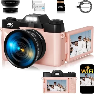 75MP Vlog Digital Camera 16X 5K Camcorder WIFI Webcam For Livestreaming Flip Screen Selfie Photography Camera Macro Wide Angle