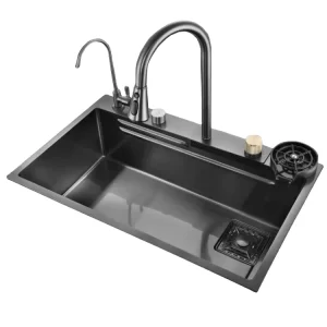 Modern Style 304 Stainless Steel Kitchen Sink Waterfall with Smart Kitchen Sink Siphon
