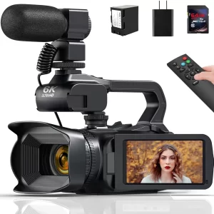 64MP 4K Camcorder 4.0 Inch 270° Rotate Touch Screen 18X 4K UHD Professional Digital Video Camera Youtube Livestream Wifi Webcam
